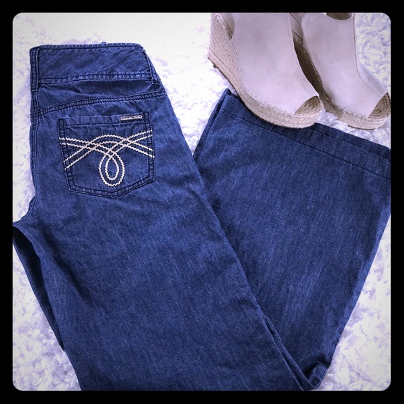 MICHAEL KORS- WIDE LEG DENIM TROUSERS - Picture 1 of 8